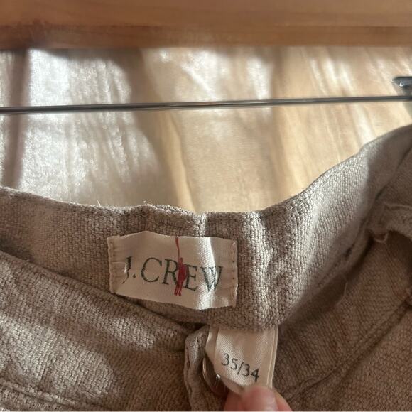 Vintage J. Crew Men’s 100% Linen Pants Khaki Tan Beige Button Fly Beach Resort - Picture 3 of 9